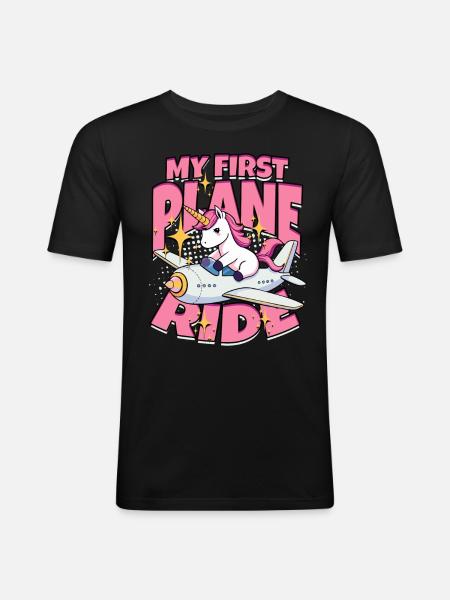 Erster Flug Flugzeugflug - Männer Slim Fit T-Shirt - Schwarz