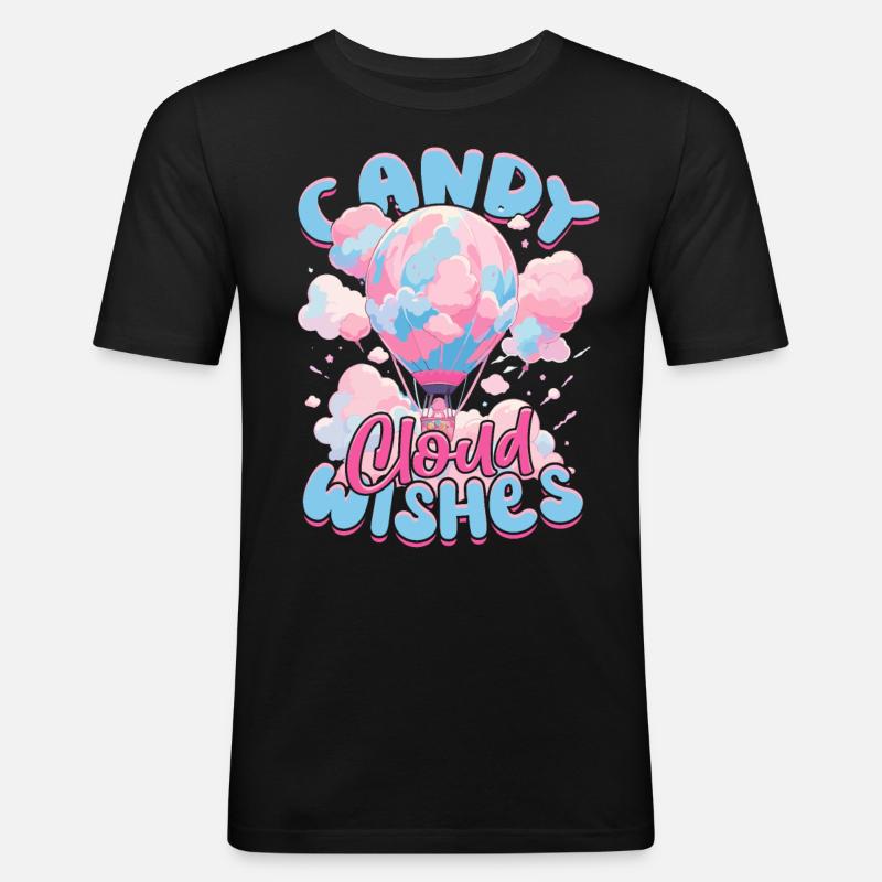 Zuckerwatte Candy Cloud Wishes - Männer Slim Fit T-Shirt - Schwarz