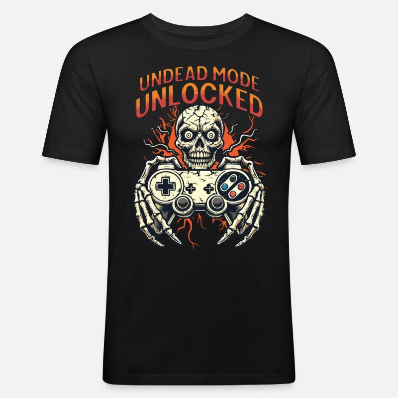 Zombie Gaming Controller Entfesselter Untoter - Männer Slim Fit T-Shirt - Schwarz