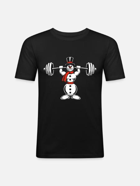 Powerful Snowman Christmas Fitness - Men's Slim Fit T-Shirt - black