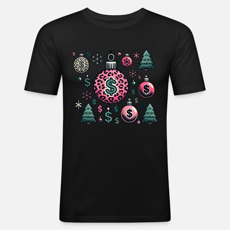 Weihnachtskugeln Dollar Symbole - Männer Slim Fit T-Shirt - Schwarz