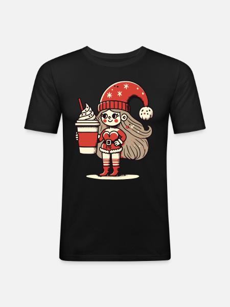 Christmas Coffee Lover Gnome - Men's Slim Fit T-Shirt - black