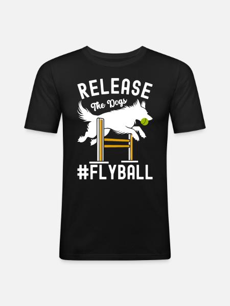 Flyball Hundesport - Männer Slim Fit T-Shirt - Schwarz