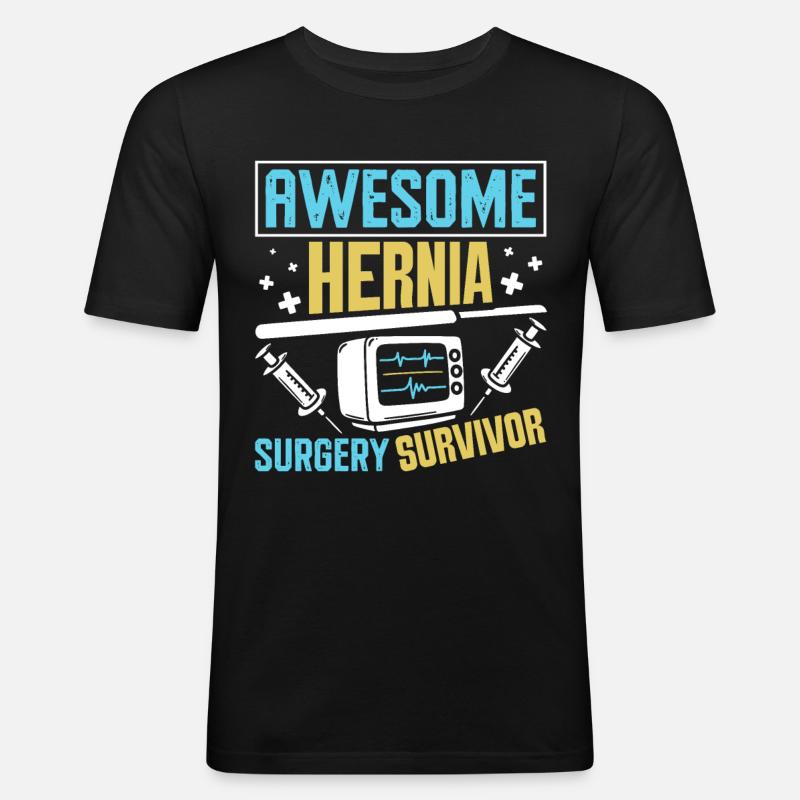 Hernia Surgery - Männer Slim Fit T-Shirt - Schwarz