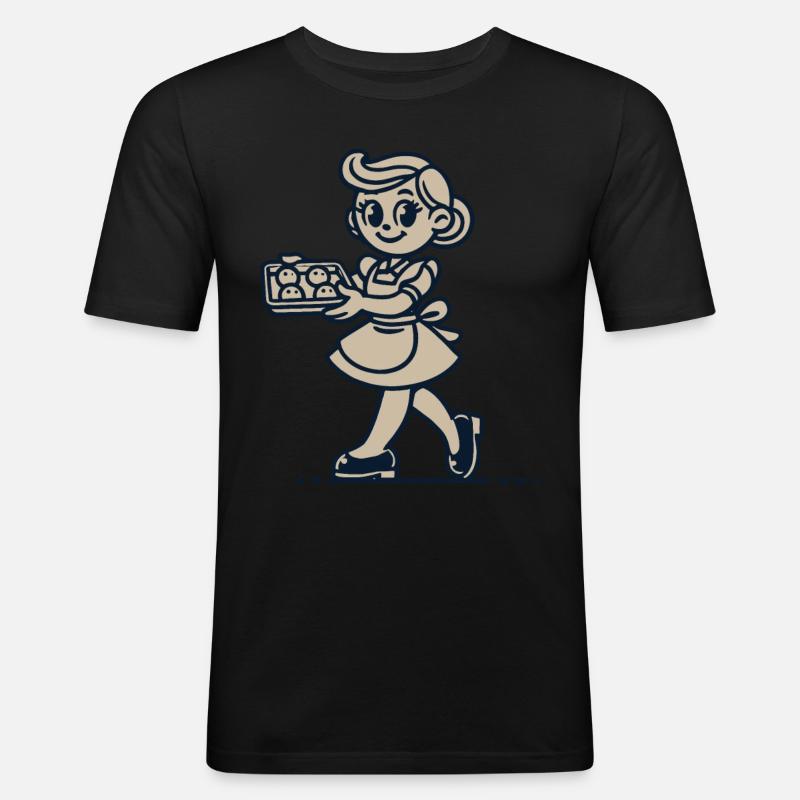 Cuisinier joyeux avec des biscuits - T-shirt près du corps Homme - noir