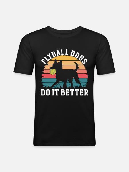 Flyball Hundesport - Männer Slim Fit T-Shirt - Schwarz