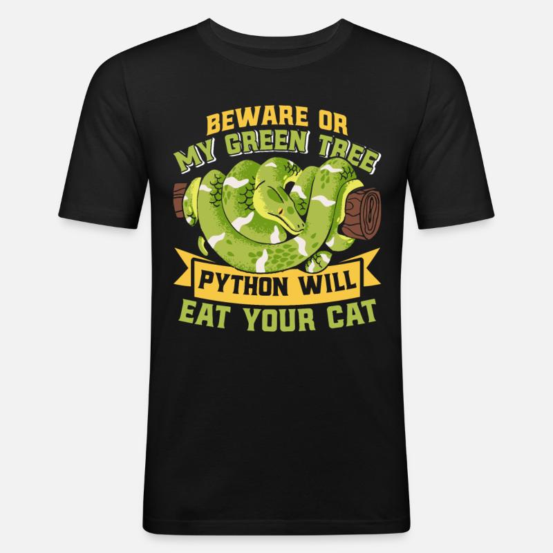 Green Tree Python - Men's Slim Fit T-Shirt - black