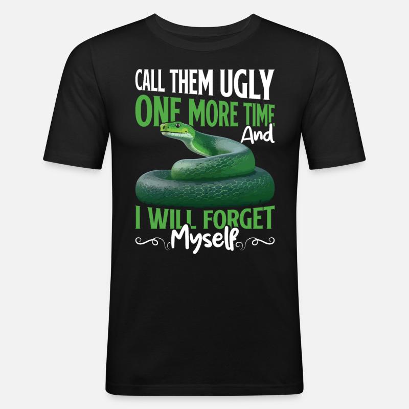 Green Tree Python - Männer Slim Fit T-Shirt - Schwarz