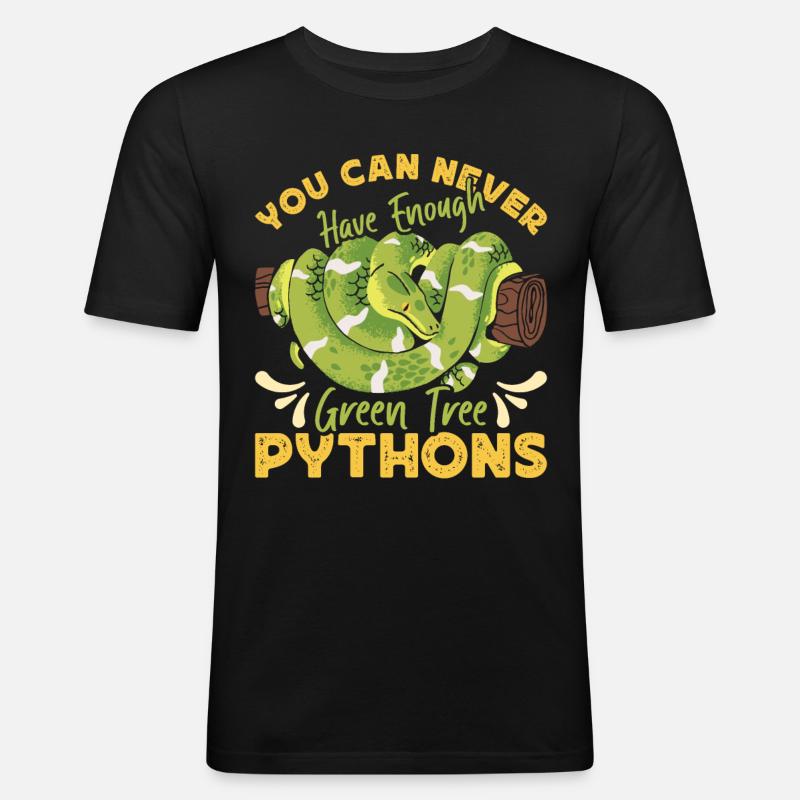 Green Tree Python - Männer Slim Fit T-Shirt - Schwarz