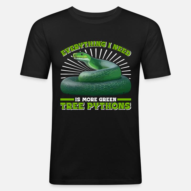 Green Tree Python - Männer Slim Fit T-Shirt - Schwarz