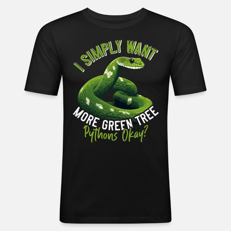Green Tree Python - Men's Slim Fit T-Shirt - black