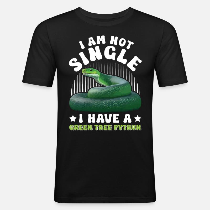 Green Tree Python - Männer Slim Fit T-Shirt - Schwarz