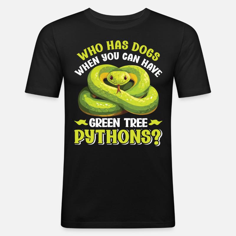 Green Tree Python - Men's Slim Fit T-Shirt - black