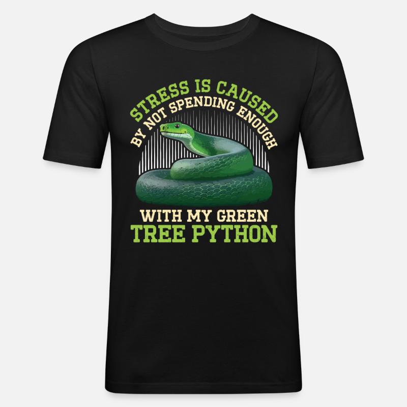 Green Tree Python - Männer Slim Fit T-Shirt - Schwarz