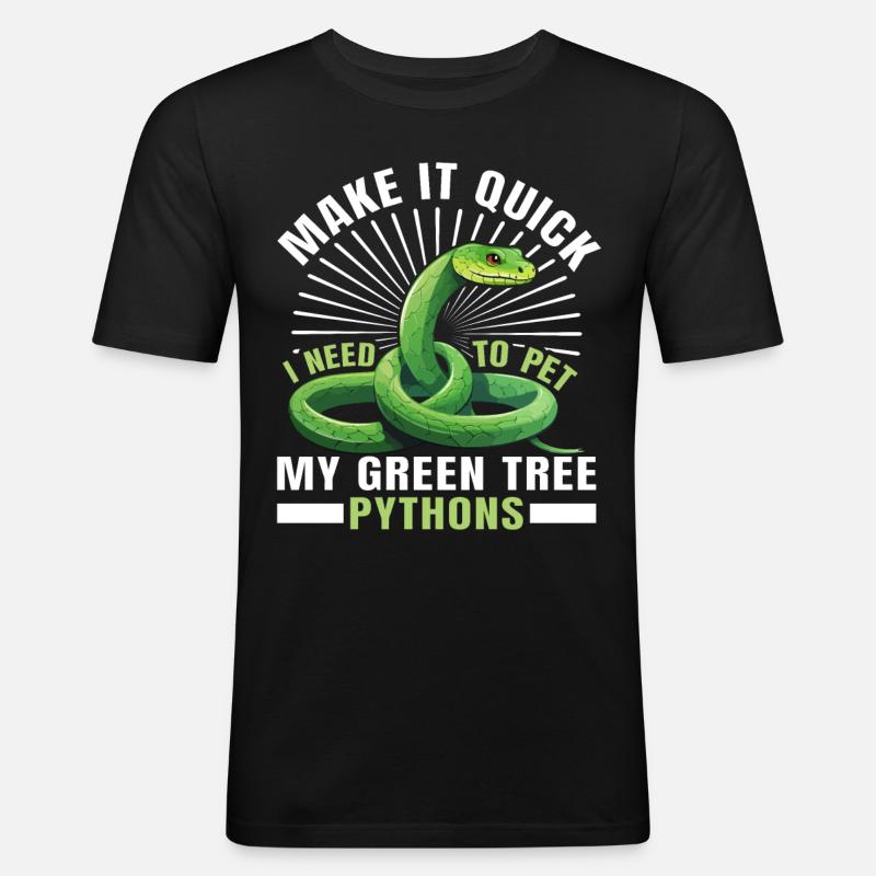 Green Tree Python - Männer Slim Fit T-Shirt - Schwarz