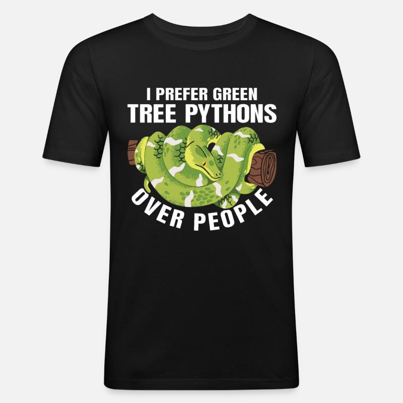 Green Tree Python - Men's Slim Fit T-Shirt - black