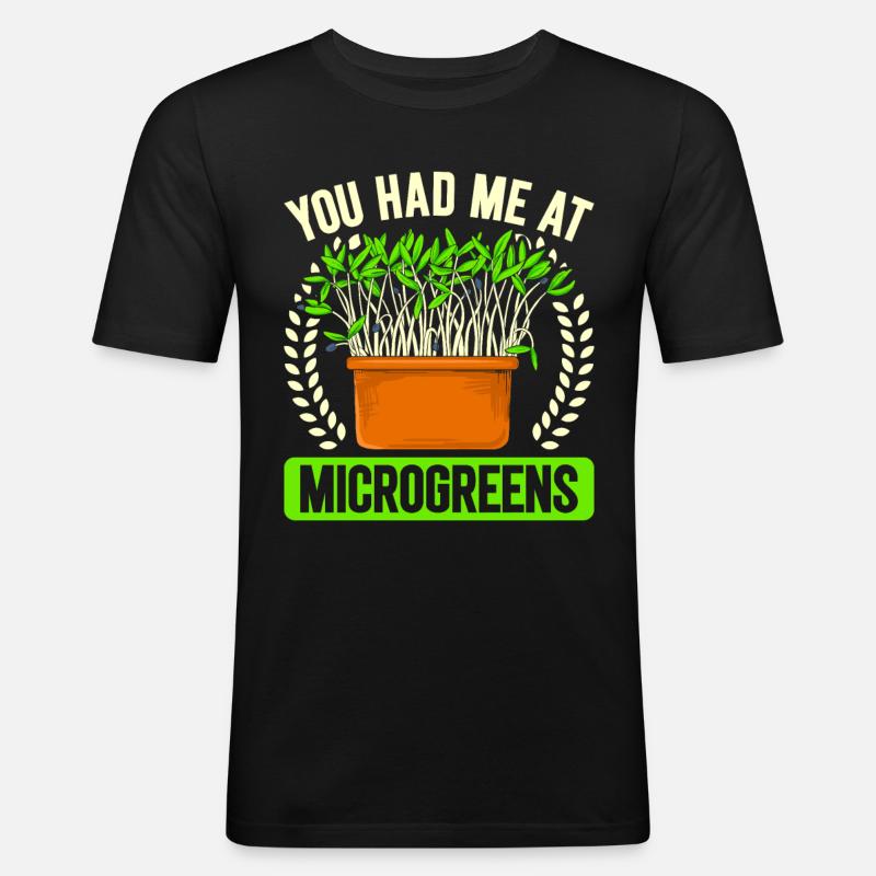 Microgreens Microgreen - Männer Slim Fit T-Shirt - Schwarz