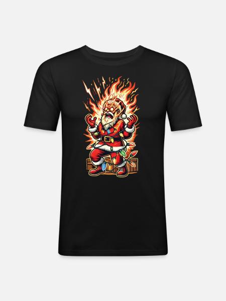 Santa Claus gets electrocuted catastrophe - Men's Slim Fit T-Shirt - black