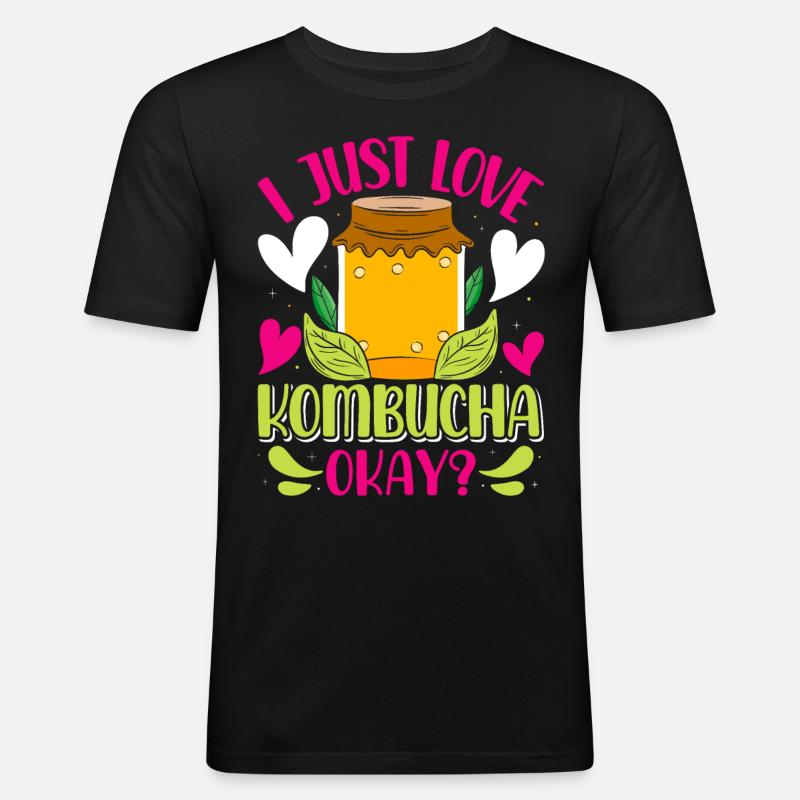 Kombucha Scoby fermented drinks - Männer Slim Fit T-Shirt - Schwarz