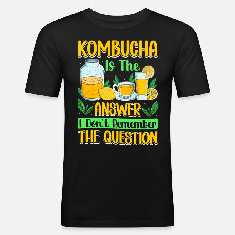 Kombucha Scoby fermented drinks - Männer Slim Fit T-Shirt - Schwarz