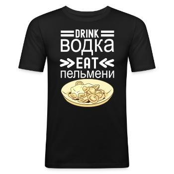 Pelmeni Russische Küche - Männer Slim Fit T-Shirt - Schwarz - Vorne - Nik (191cm)
