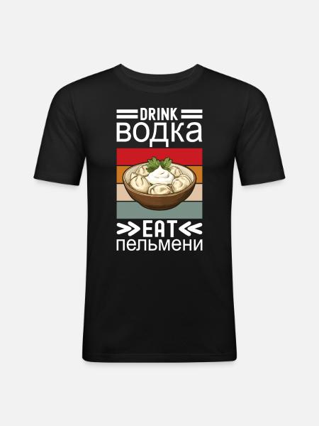 Pelmeni Russian Cuisine - Men's Slim Fit T-Shirt - black