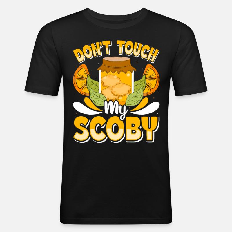 Kombucha Scoby fermented drinks - Männer Slim Fit T-Shirt - Schwarz