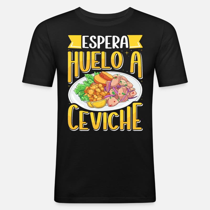 Seafood Peruvian Ceviche - Männer Slim Fit T-Shirt - Schwarz