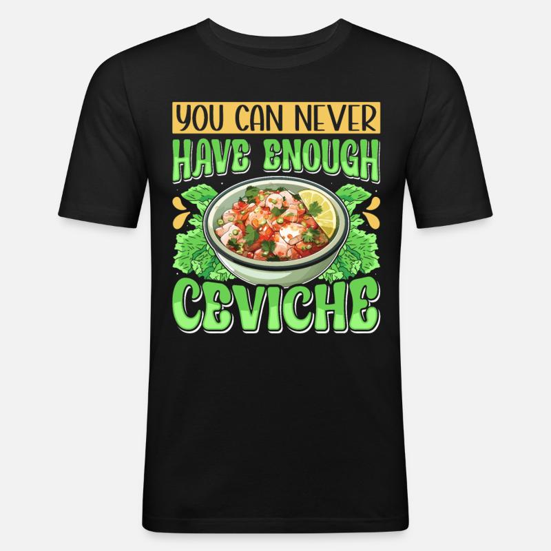 Seafood Peruvian Ceviche - Männer Slim Fit T-Shirt - Schwarz