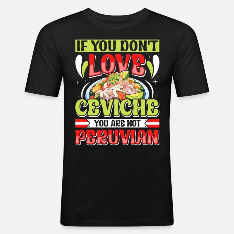 Seafood Peruvian Ceviche - Männer Slim Fit T-Shirt - Schwarz