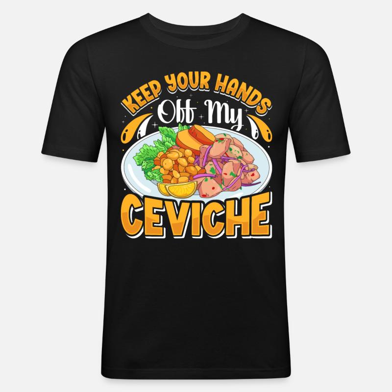 Seafood Peruvian Ceviche - Männer Slim Fit T-Shirt - Schwarz