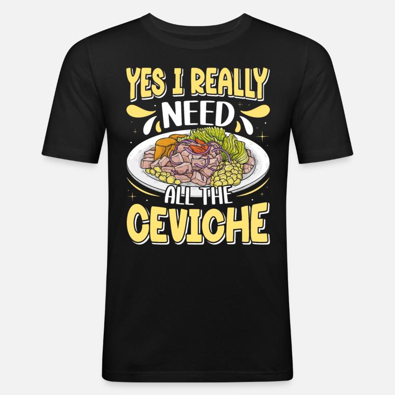 Seafood Peruvian Ceviche - Männer Slim Fit T-Shirt - Schwarz