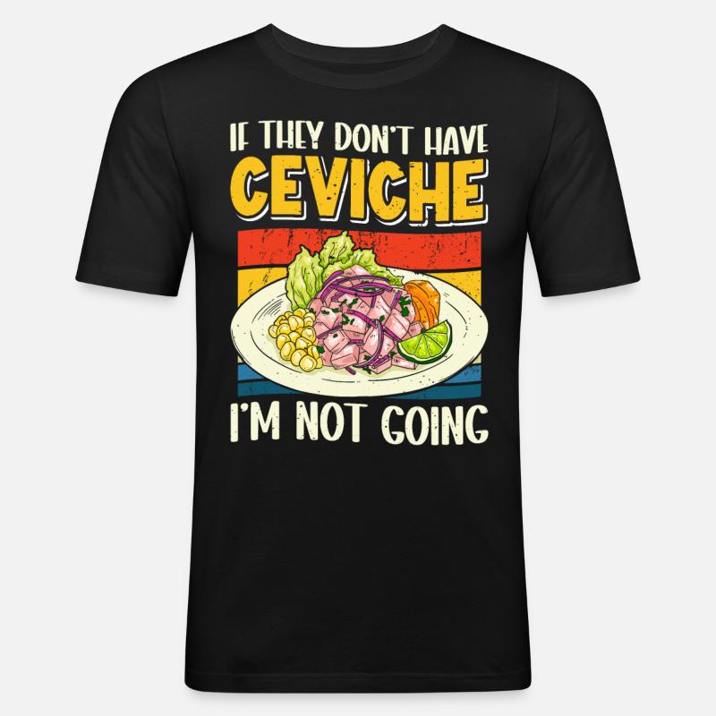 Seafood Peruvian Ceviche - Männer Slim Fit T-Shirt - Schwarz