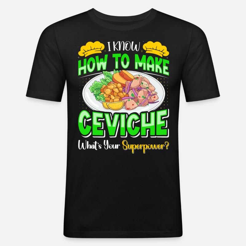 Seafood Peruvian Ceviche - Männer Slim Fit T-Shirt - Schwarz