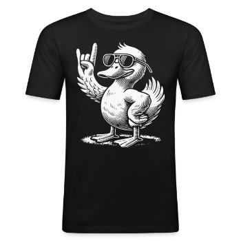 Lustige Ente Rock Musik Festival Konzert - Männer Slim Fit T-Shirt - Schwarz - Vorne - Nik (191cm)
