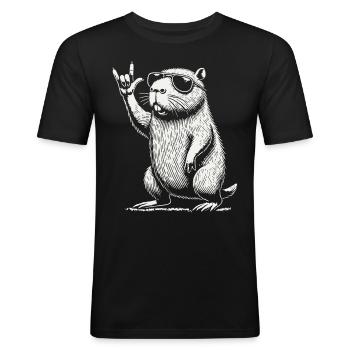 Rock Musik Heavy Metal Festival Capybara - Männer Slim Fit T-Shirt - Schwarz - Vorne - Nik (191cm)