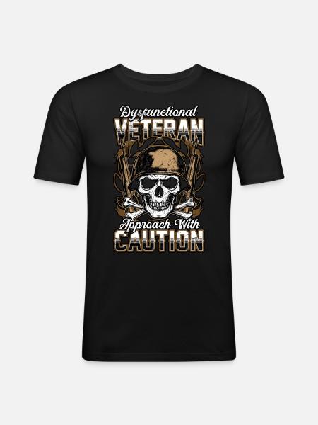 Dysfunktionaler Veteran - Männer Slim Fit T-Shirt - Schwarz