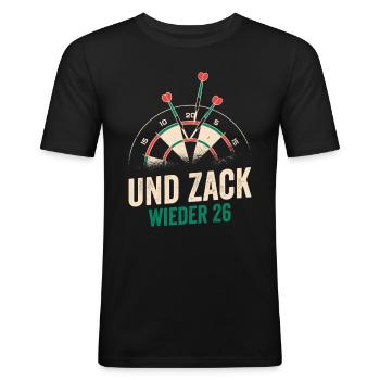 Dart Und Zack wieder 26 Darts - Männer Slim Fit T-Shirt - Schwarz - Vorne - Nik (191cm)