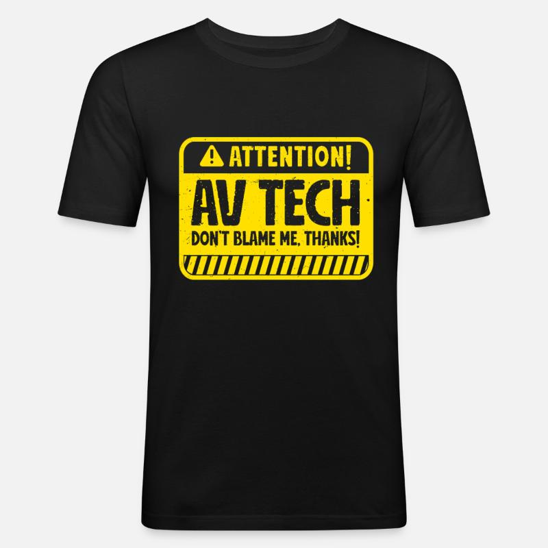 Technicien audiovisuel AV Tech - T-shirt près du corps Homme - noir
