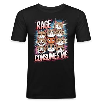 Rage Consumes Me Cat - Men's Slim Fit T-Shirt - black - Front - Nik (191cm)