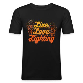 Technicien lumière Live Love Lighting - T-shirt près du corps Homme - noir - Devant - Nik (191cm)