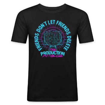 Base de données de production d’informaticiens - T-shirt près du corps Homme - noir - Devant - Nik (191cm)