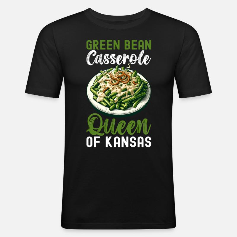 Grüne Bohnen Auflauf - Männer Slim Fit T-Shirt - Schwarz