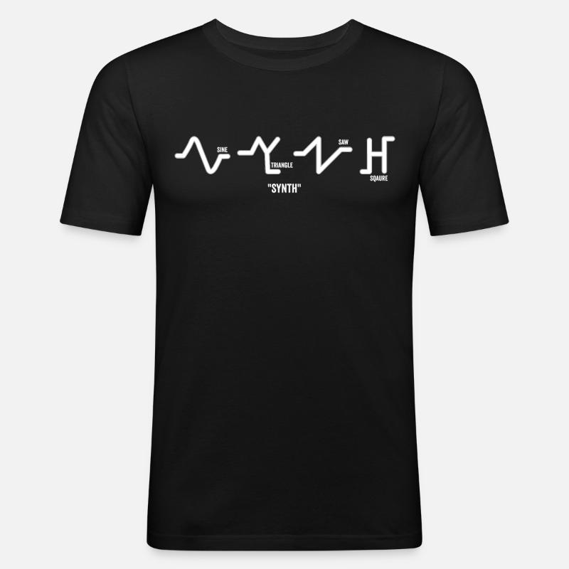 Synth Waves - Männer Slim Fit T-Shirt - Schwarz