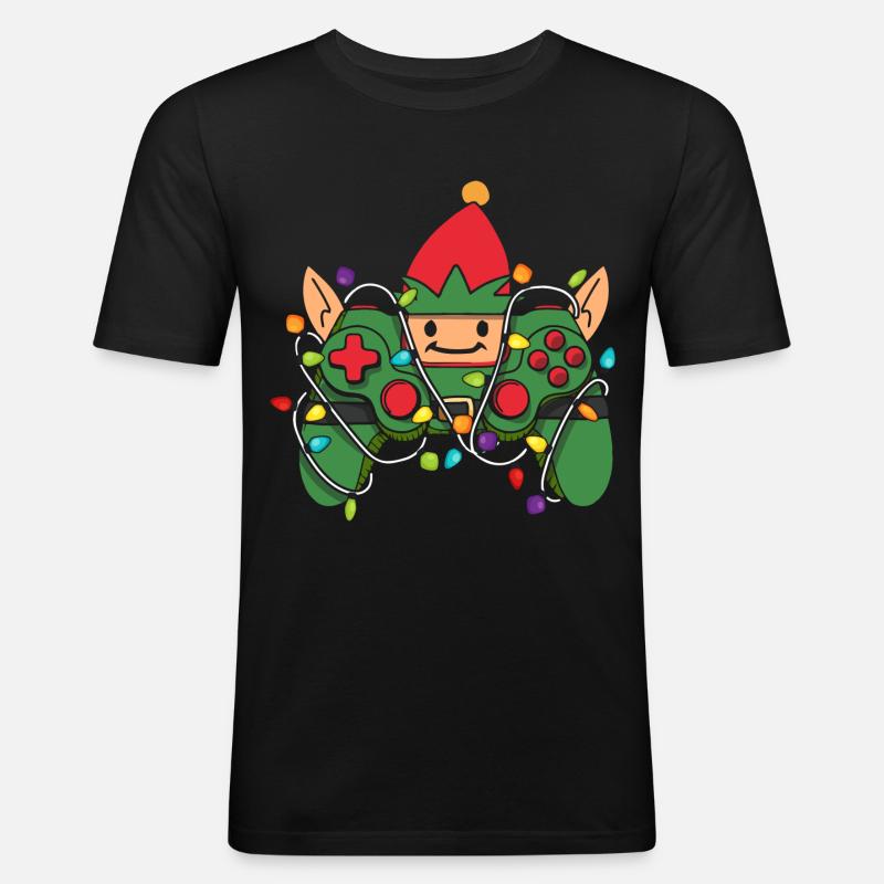 Christmas Gaming Controller - Männer Slim Fit T-Shirt - Schwarz