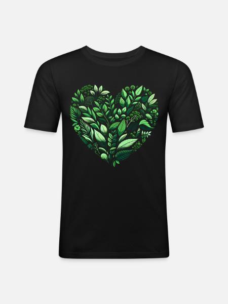 Plants Heart - Men's Slim Fit T-Shirt - black