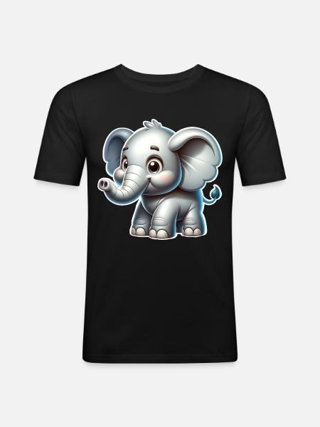 Éléphant - T-shirt près du corps Homme - noir
