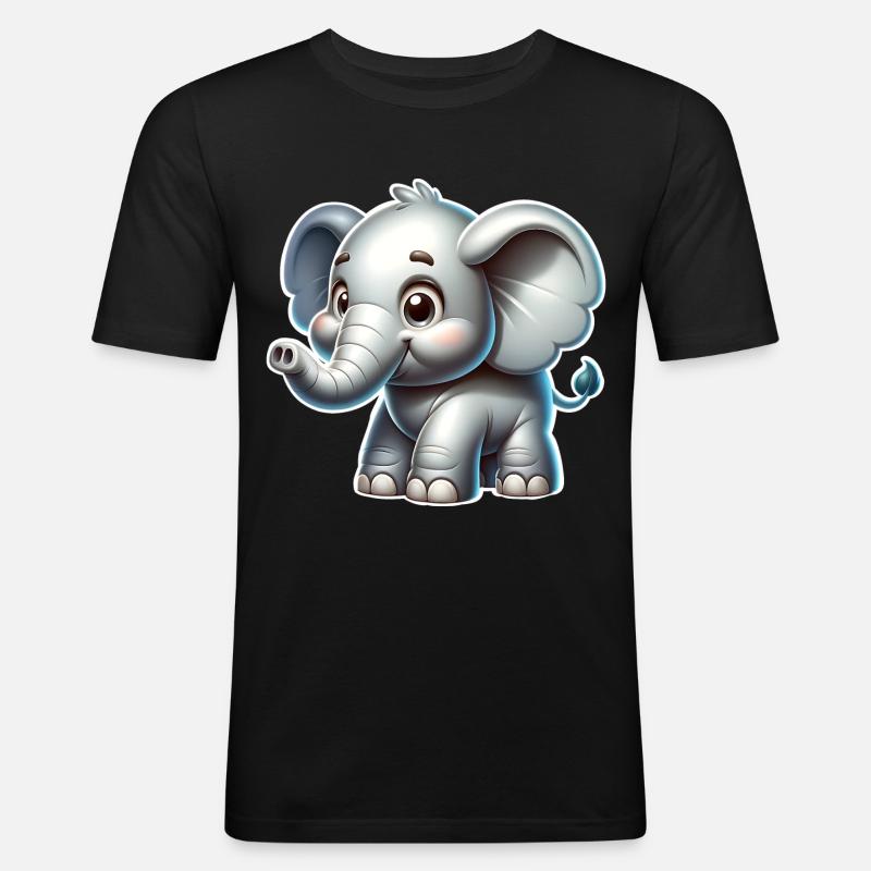 Elefant - Männer Slim Fit T-Shirt - Schwarz