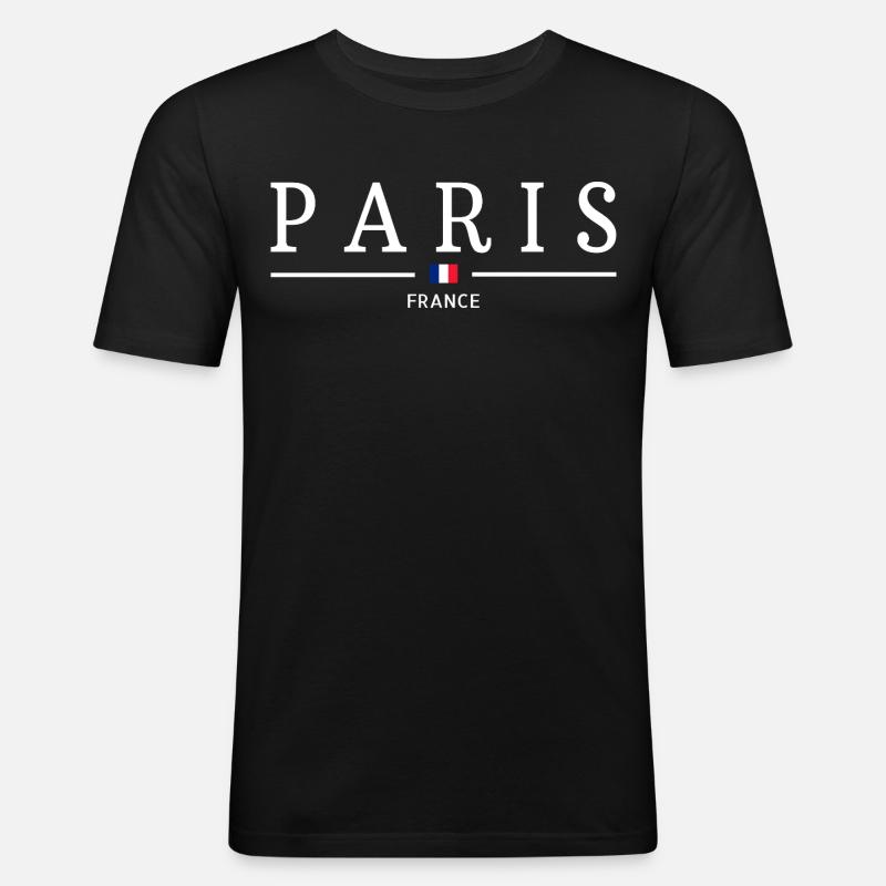 PARIS - Männer Slim Fit T-Shirt - Schwarz
