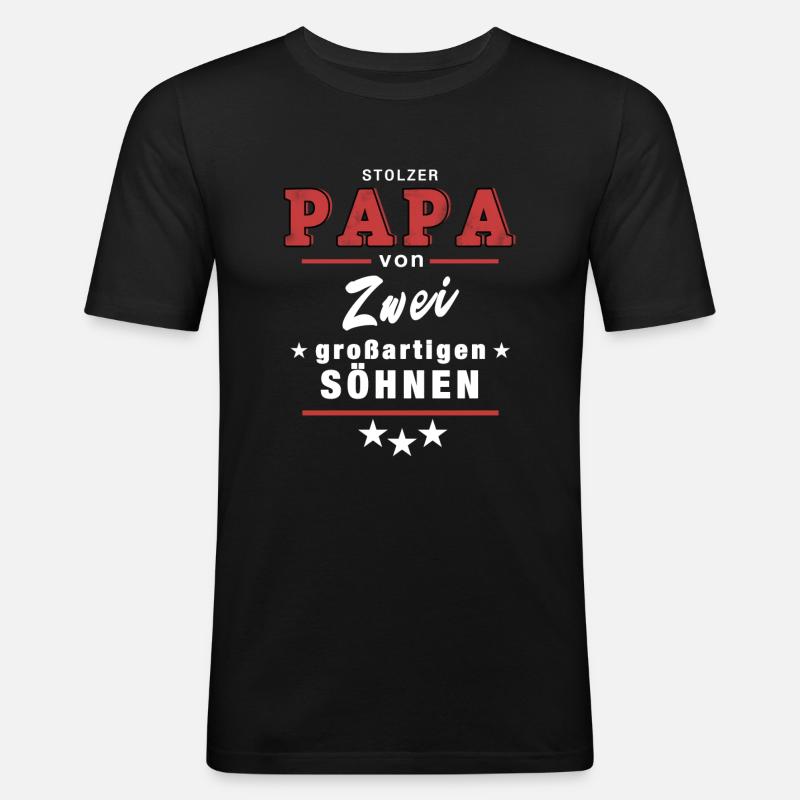 stolzer Papa Söhnen Familie - Männer Slim Fit T-Shirt - Schwarz
